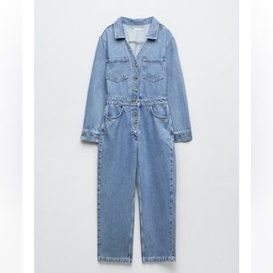 Zara Long Denim Jumpsuit